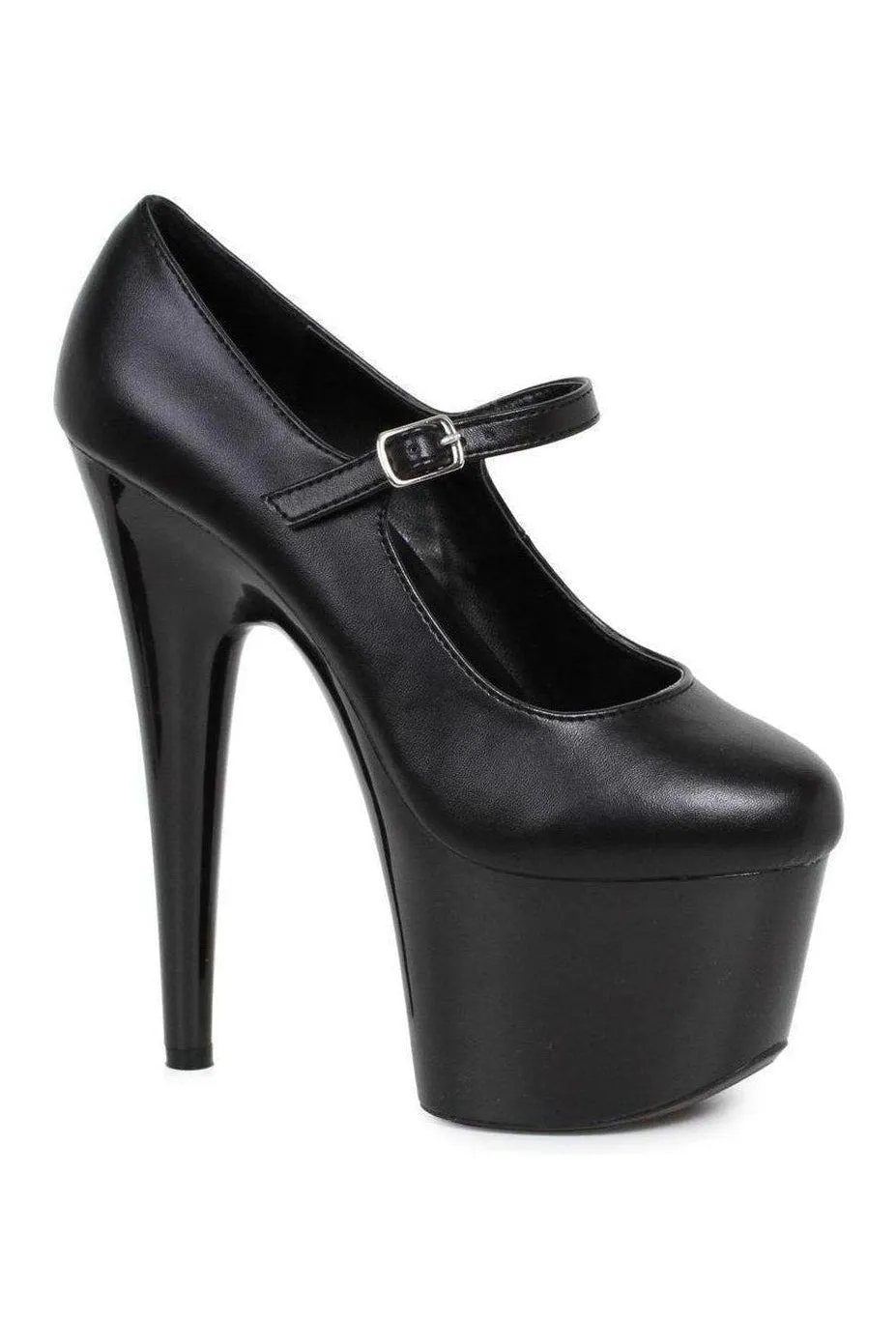 709-DOM Platform Pump | Black Faux Leather