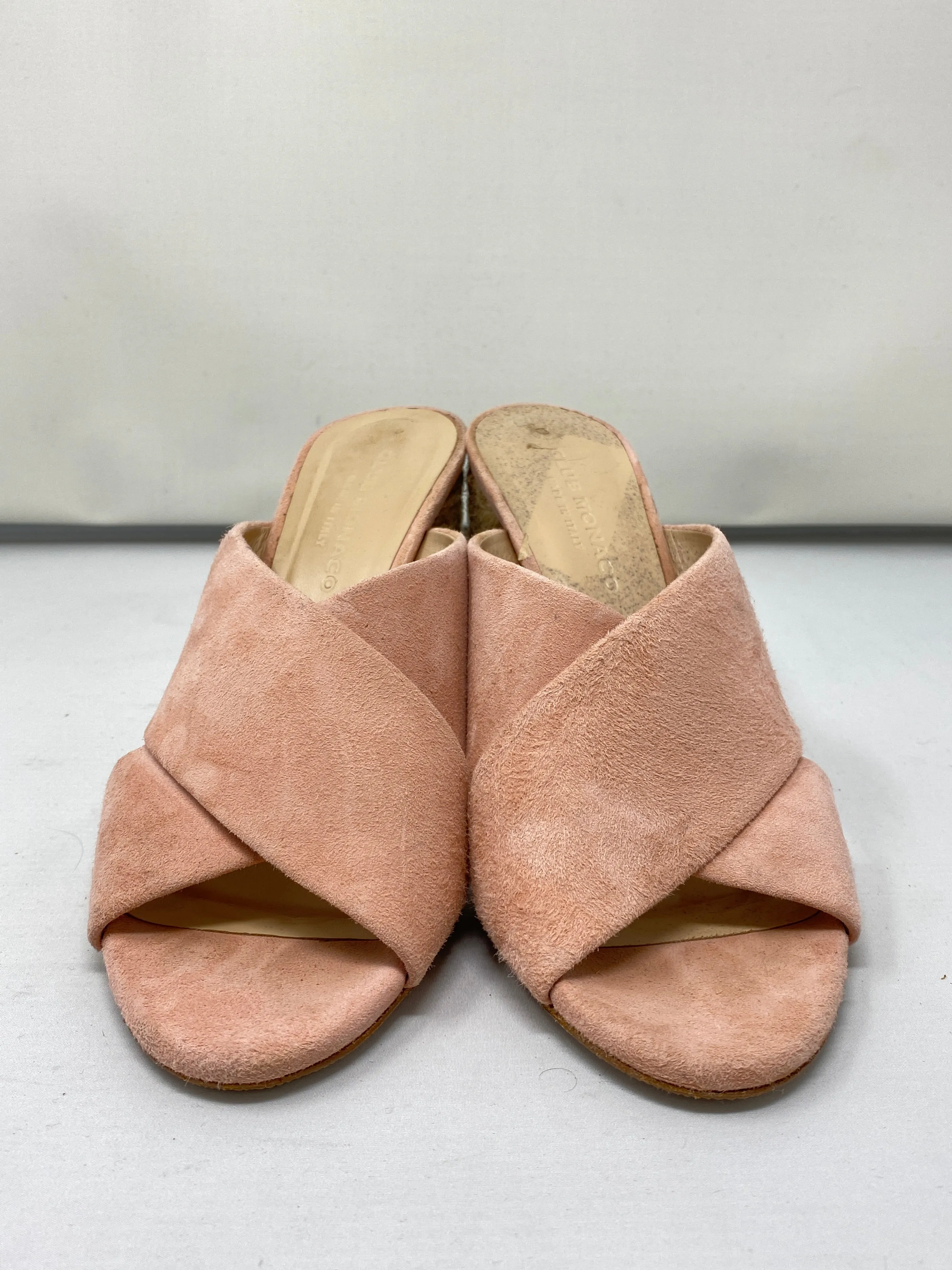 Club Monaco Suede/Goatskin CrissCross Sandal with Rope Heel
