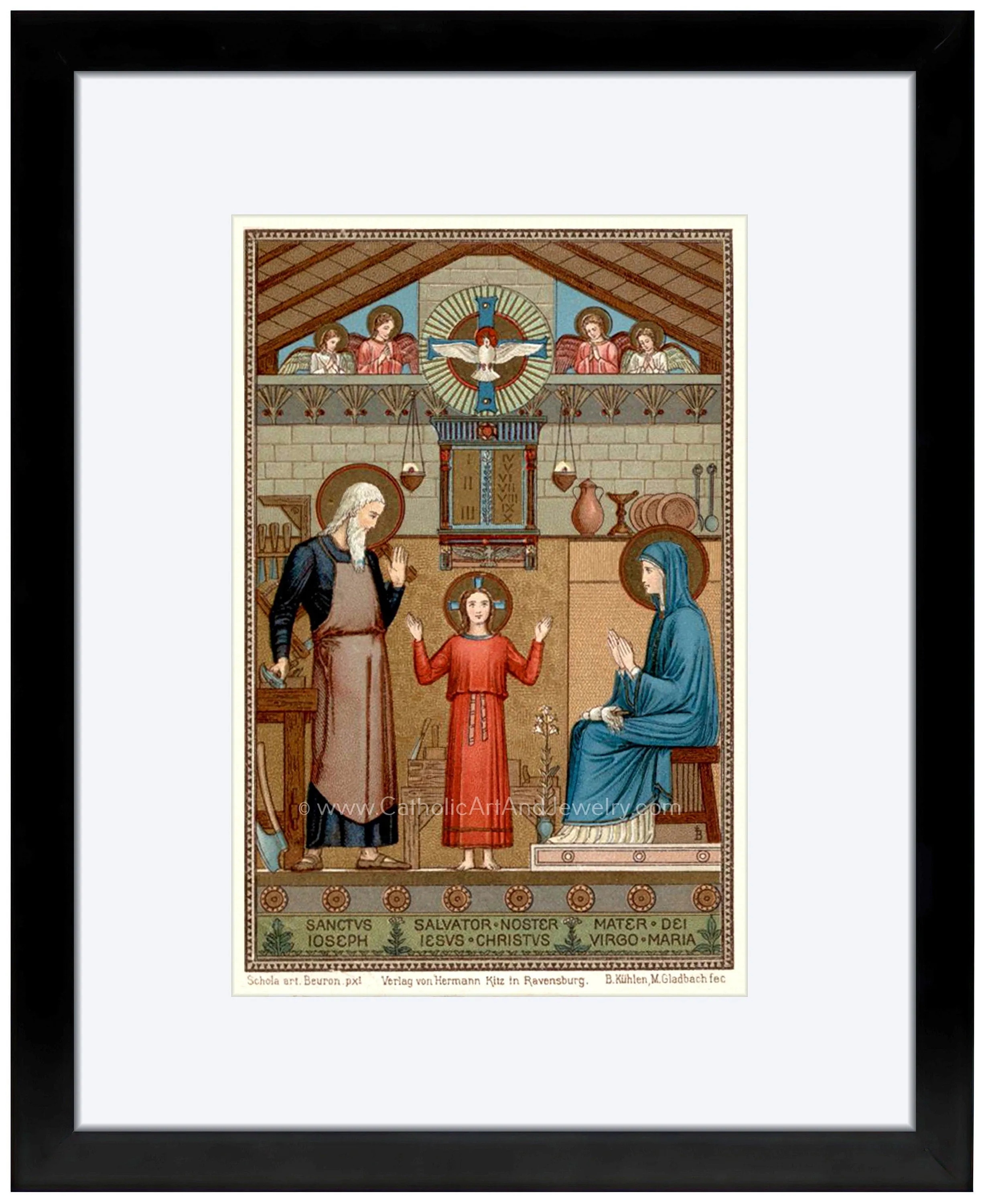 Holy Family – based on a Vintage Holy Card – painted by Benedictine Monks – Catholic Art Print – Archival Quality