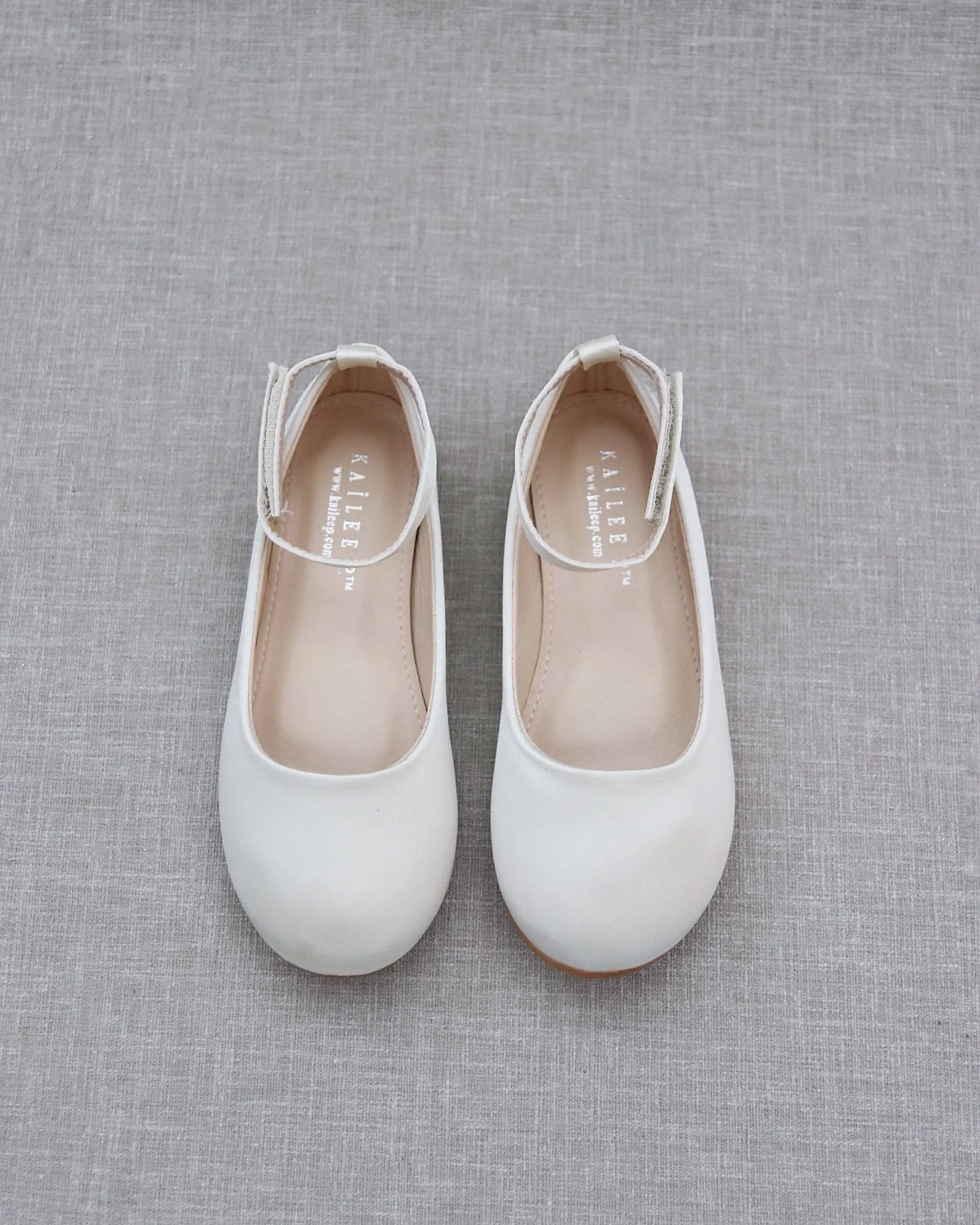 Satin Flats with Velcro Ankle Strap